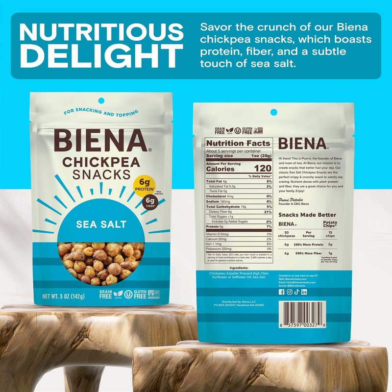 Sea Salt Roasted Chickpeas 8 Pack Gluten Free Vegan Snack 5 Ounce gallery