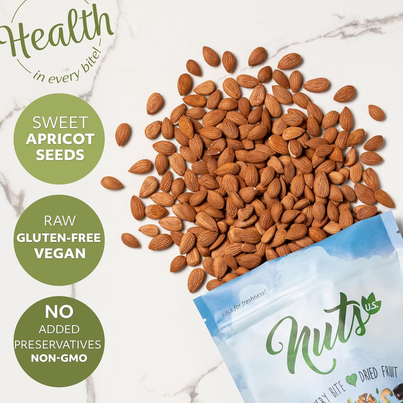 NUTS U.S. - Sweet Raw Apricot Kernels (Seeds) | Unpasteurized and Non-Gmo | No S gallery