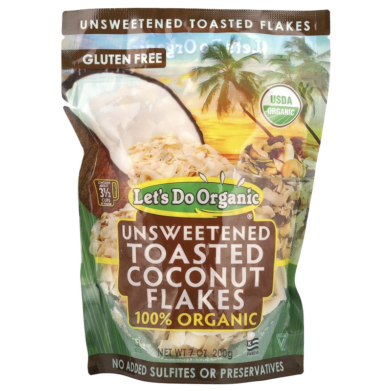 Let’s Do Organic, 100% Organic Unsweetened Toasted Coconut Flakes, 7 oz (200 g)