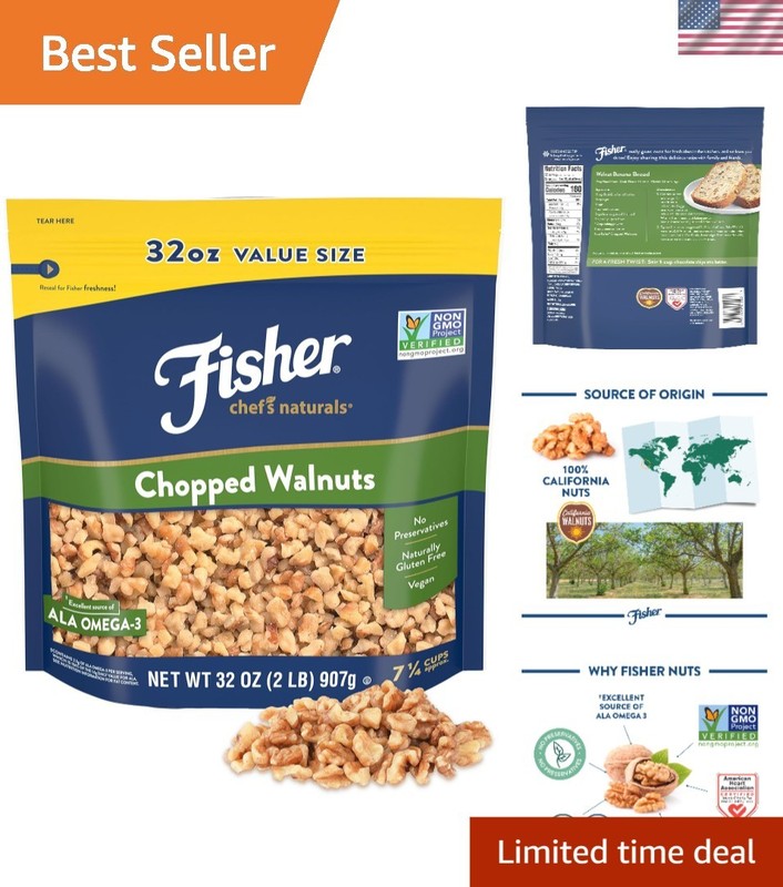Nutritious 2 lb Chopped Walnuts – Omega-3 Rich Snack & Baking Essential