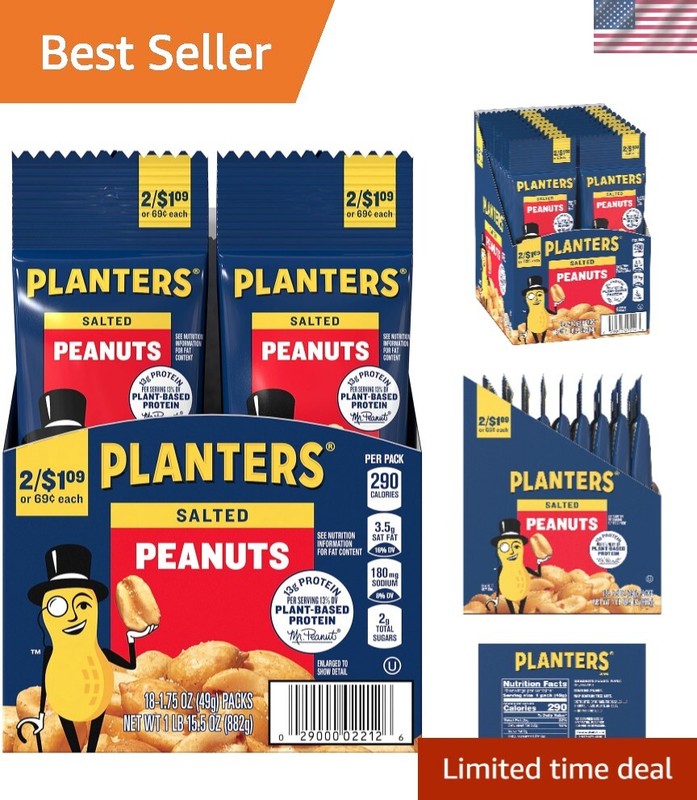 High-Protein Salted Peanuts, 1.75 oz - Perfect for Quick & Healthy Snacking