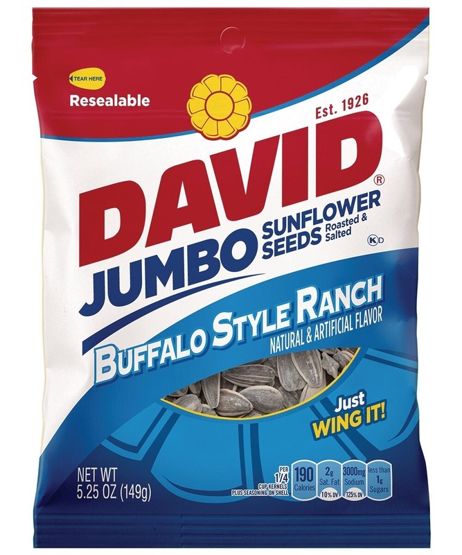 David Jumbo Roasted Salted Sunflower Seeds, 5.25oz Bags (Pack of 10)