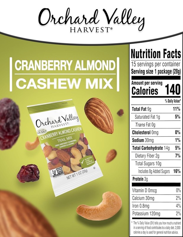 Orchard Valley Harvest Cranberry Almond Cashew Trail 0.07 Ounce (Pack of 15) gallery