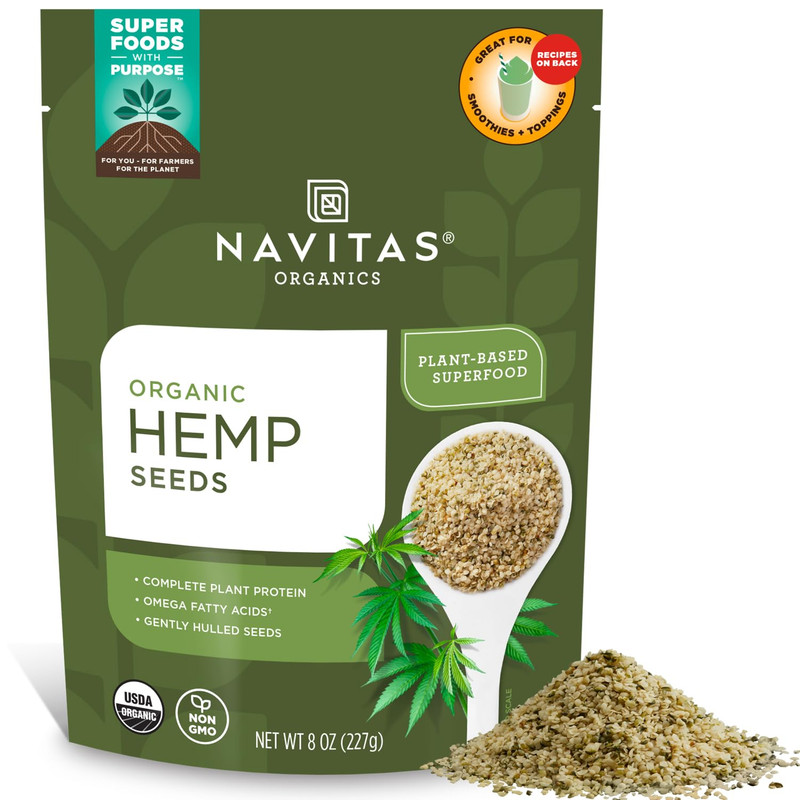Raw Hemp Seeds, 8 Oz. (2-Pack) 30 Servings — Organic, Non-Gmo, Low Temp-Hulled,