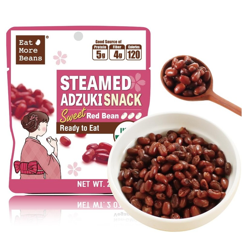 【】Organic STEAMED ADZUKI SNACK Sweet Red Bean (2oz, 10packs)