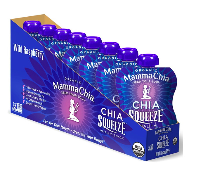 Keto: Mamma Chia Organic Wild Raspberry 8 Squeeze Pouches (6 net carbs) gallery
