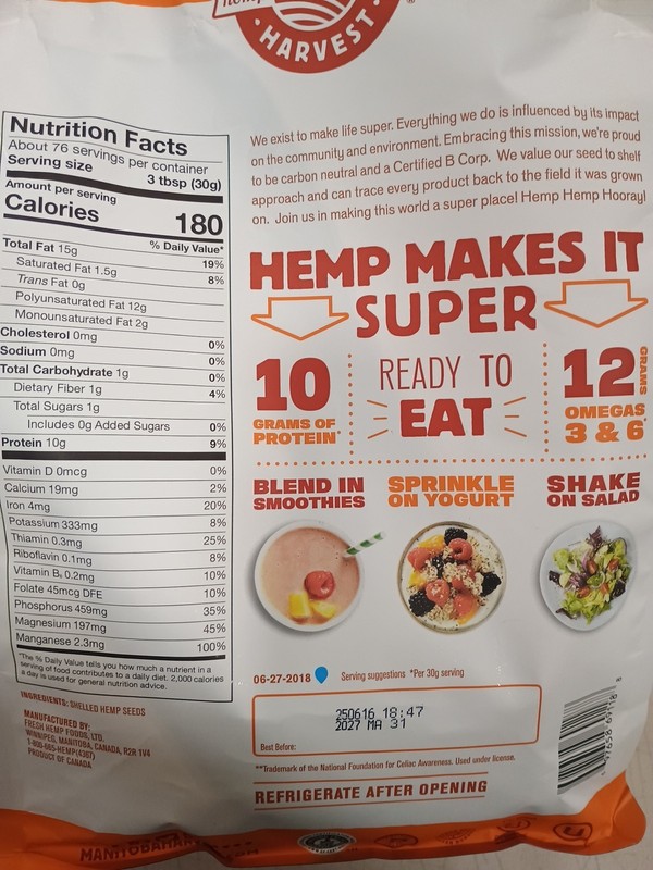 Manitoba Harvest Hemp Hearts, Shelled Hemp Seeds - 5lbs - 10g Plant Protein03/27 gallery