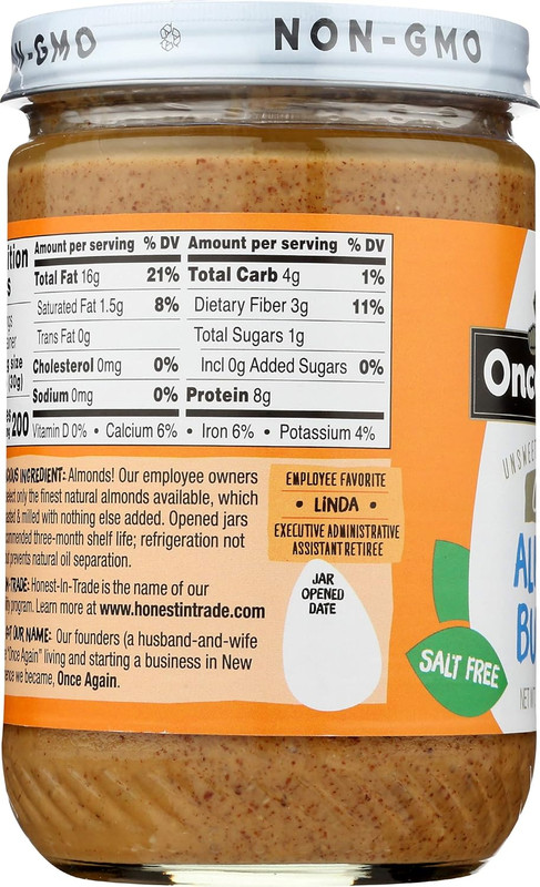 Natural Creamy Almond Butter, 16Oz - Roasted - Salt Free, Unsweetene gallery