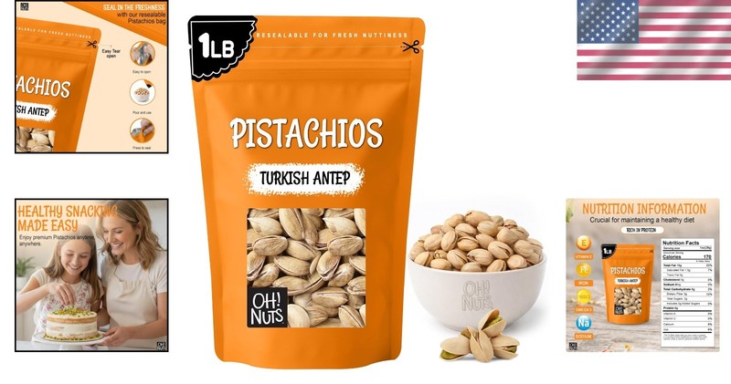 1 lb Roasted Turkish Antep Pistachios - Zip-Seal Bag gallery