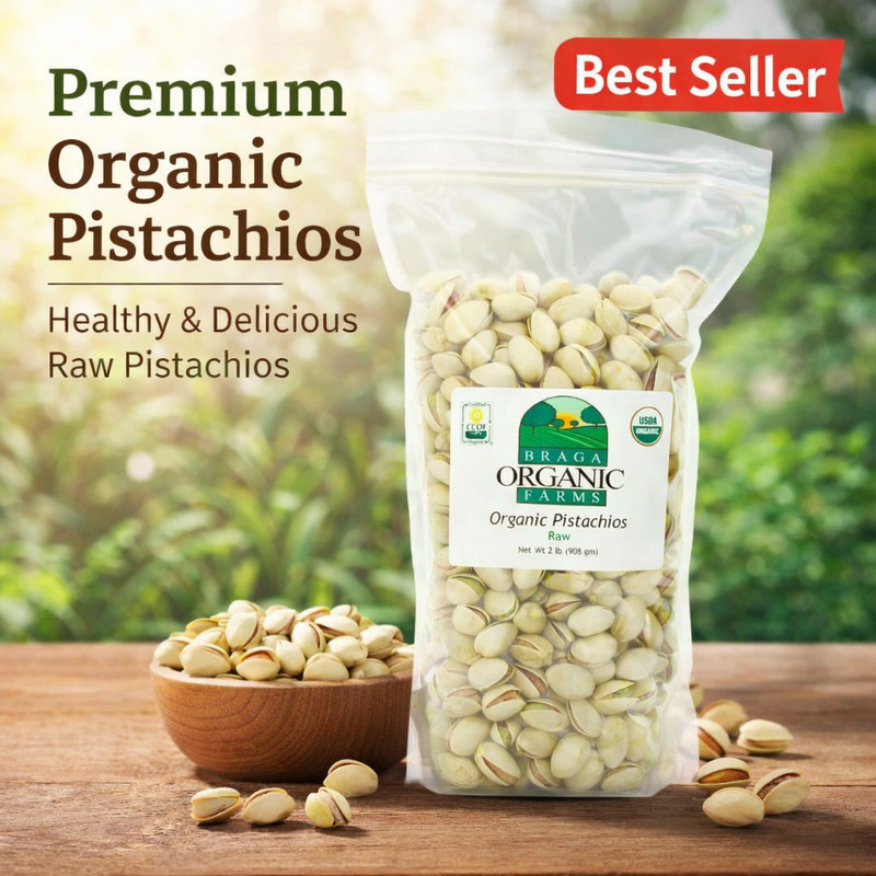 Organic Farms Organic Raw Inshell Pistachios 2 lb. bag
