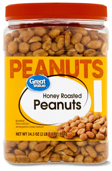 Great Value Honey Roasted Peanuts, 34.5 oz