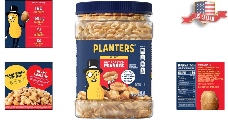 USA-Grown Dry Roasted Peanuts with Sea Salt - Shareable 34.5oz Jars (Pack of 6) gallery