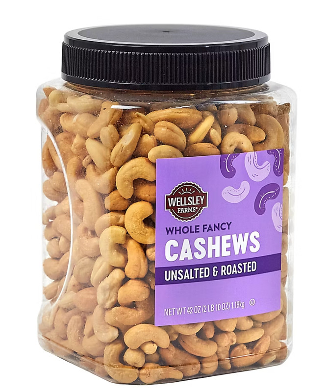 Whole Fancy Salted Roasted Whole Cashews 42 oz Wellsley Farms Made in USA gallery
