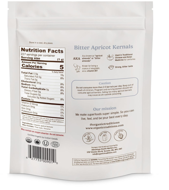 Bitter Apricot Kernels Sweet & Bitter Sundried USDA Organic Vegan Non-GMO 8oz gallery