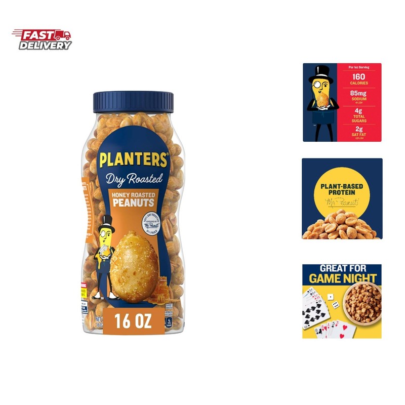 Honey Roasted Peanuts, Dry Roasted Peanuts, Party Snack, Plant-Based Protein,…