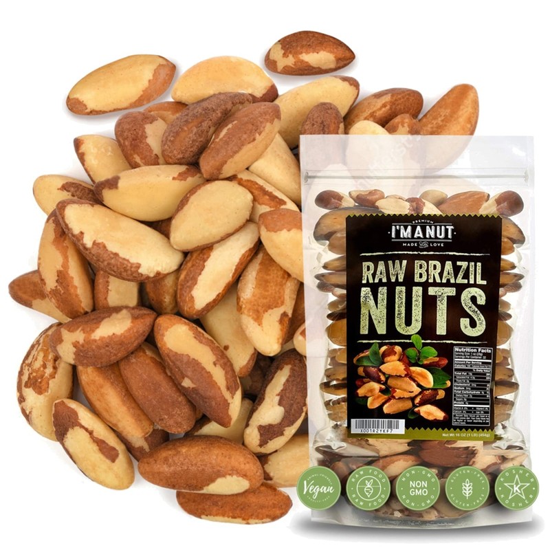 Raw Brazil Nuts 1lb Gluten-Free Non-GMO Resealable Snack