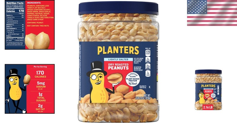 Lightly Salted Dry Roasted Peanuts 6 ct Pack - 2.2 lb Healthy Snack Delight gallery