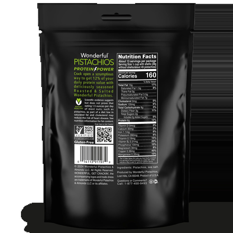 Wonderful Pistachios In-Shell Roasted & Salted Nuts, 24 Ounce Bag gallery