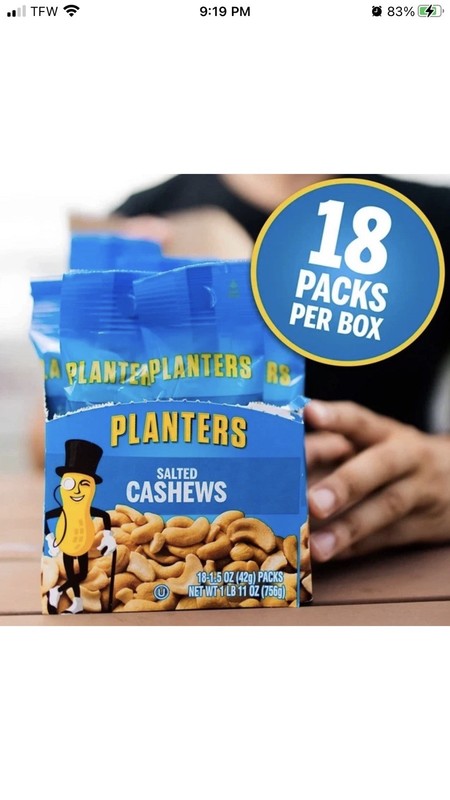 Planters Salted Cashews, 1.5 oz., 18 pk. gallery