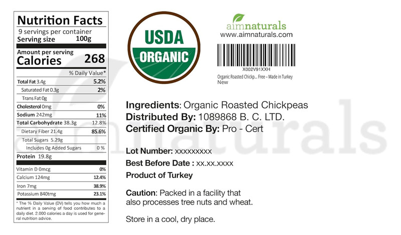 Organic Roasted Chickpeas 2 LB- USDA Organic Certified – Healthy Snack, Lightly gallery