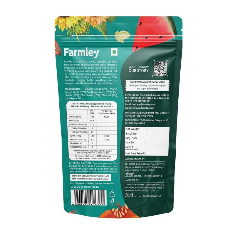 Farmley Seeds Mix 160g, Edible Seed, Healthy Diet Snacks, 100% Dietary fibre gallery