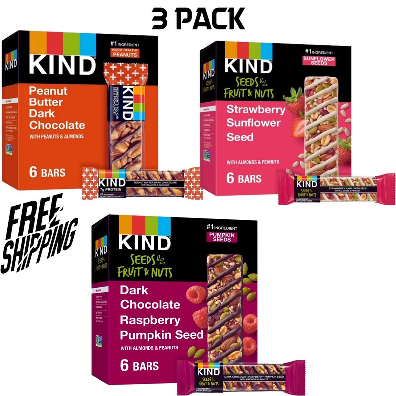 KIND Bars Seeds, Fruit and Nuts Variety Pack, Strawberry, Dark Chocolate Raspber