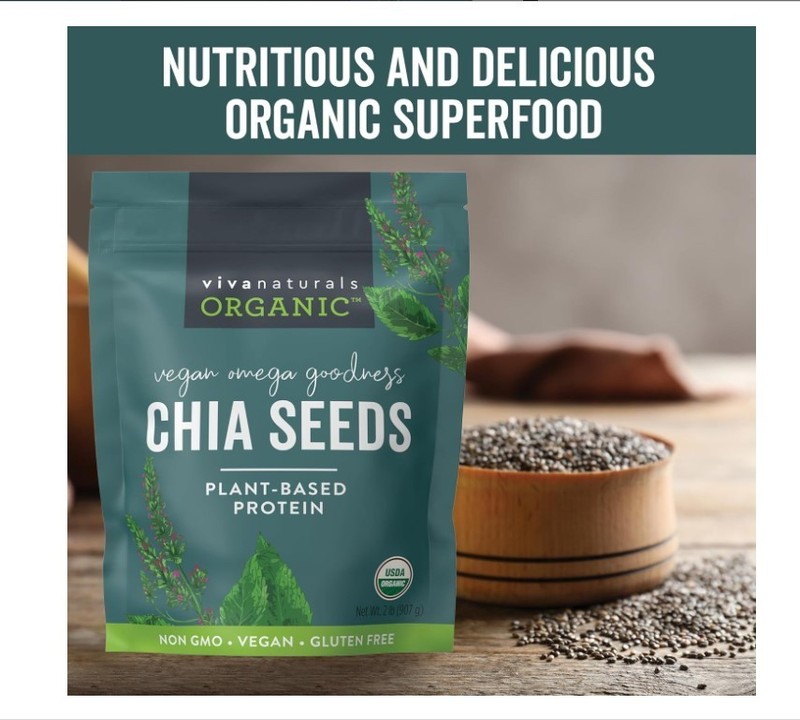 Viva Naturals chia seeds 2 lbs | omega3, protein | smoothies, salads gallery