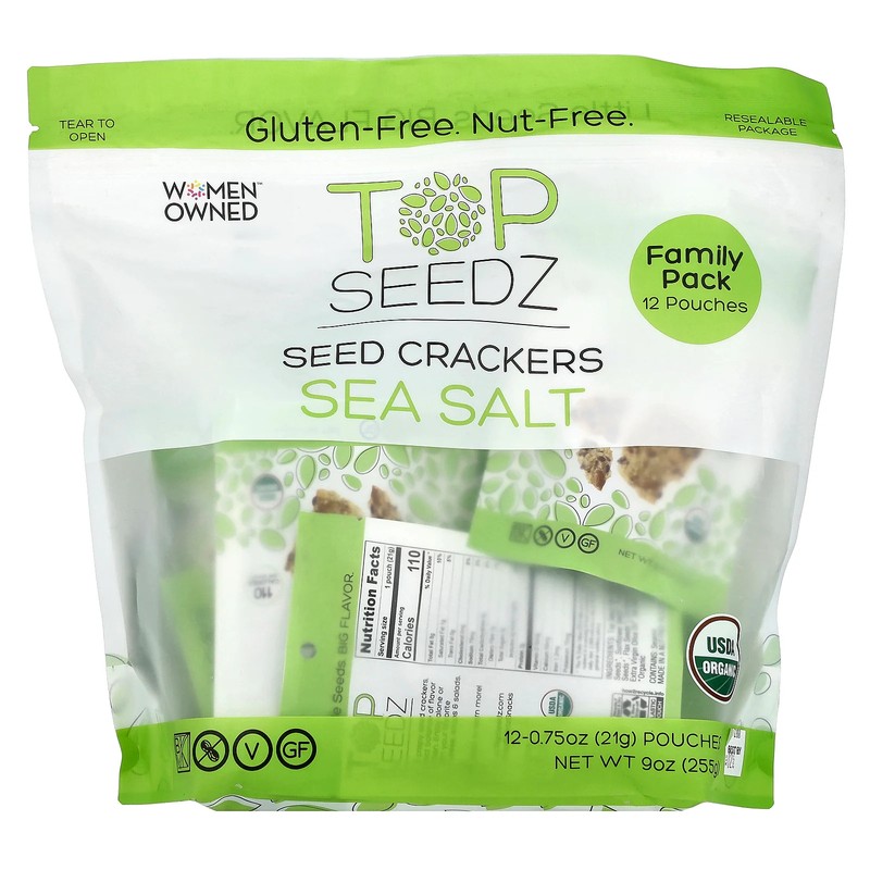 Seed Crackers, Sea Salt, 12 Packs, 0.75 oz (21 g) Each