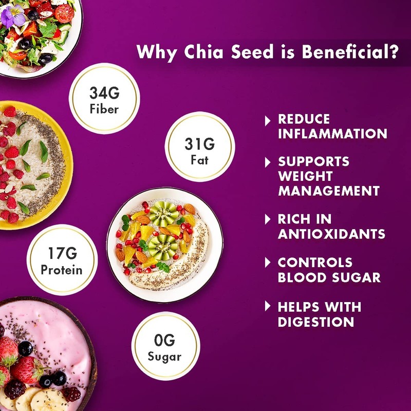 Sorich Organics Chia Seeds Raw For Eating 900gm gallery