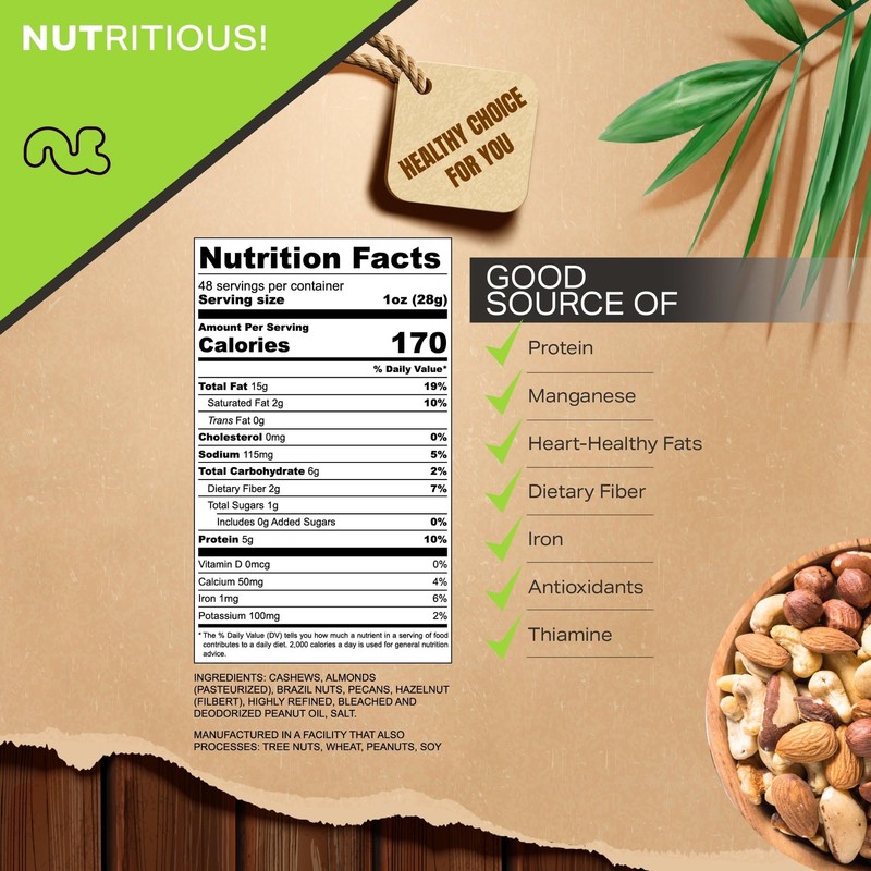 - Roasted & Salted Mixed Nuts - Brazil, Pecan, Almond, Hazelnut, Cashew (48oz... gallery