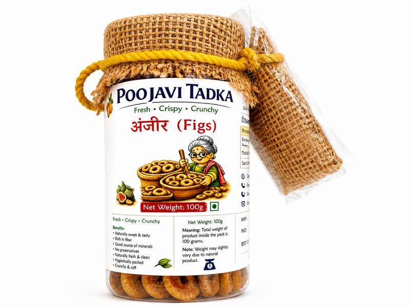 Poojavi Tadka Anjeer 100g Premium Dried Figs Healthy Dry Fruit Snack