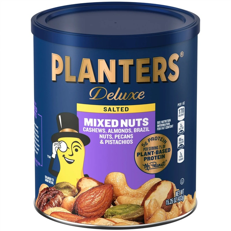Planters Deluxe Mixed Nuts with Hazelnuts, Plant Based Protein, 15.25 oz Caniste gallery