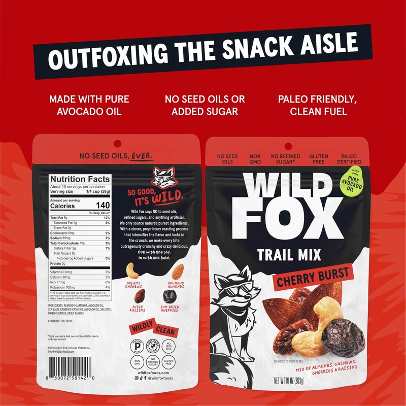 Wild Fox Trail Mix – Healthy Plant-Based Snack Made With Pure Avocado Oil And... gallery