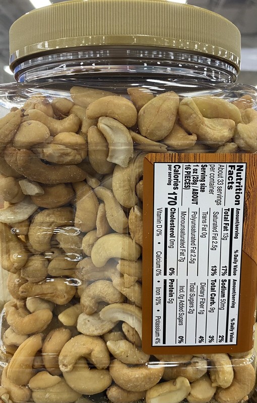 Member's Mark WHOLE CASHEWS Lightly Salted 33 oz Tub - 3 PACK gallery