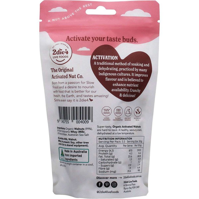2die4 Live Foods Organic Activated Walnuts with Fresh Whey 100g gallery