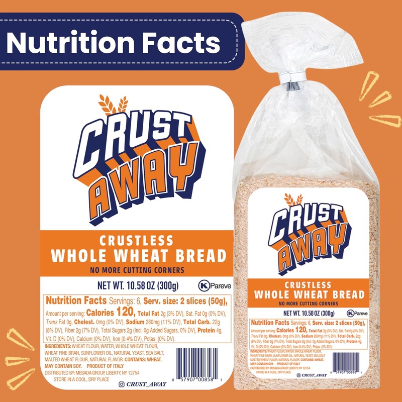 Crust Away Crustless Whole Wheat & White Bread – Clean Ingredients – Non-GMO,... gallery