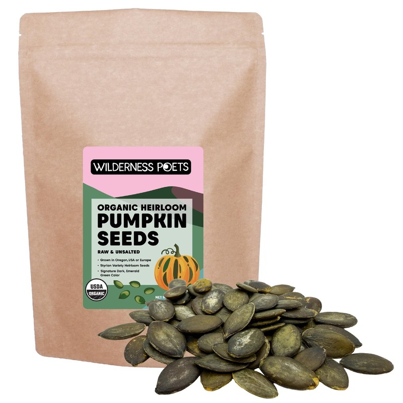 Wilderness Poets, Organic Heirloom Pumpkin Seeds Styrian Variety, No Shells,…