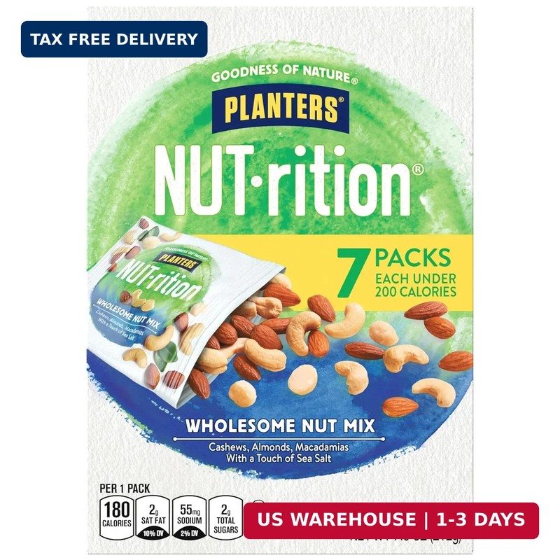 PLANTERS NUT-rition Wholesome Nut Mix, 7.5 oz Box (Contains 7 Individual Pouches