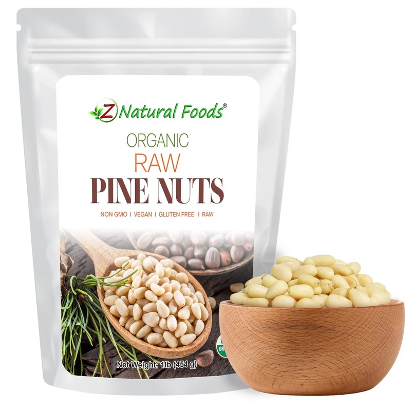 Z Natural Foods Organic Pine Nuts - Raw Nutrient-Dense Superfood Packed in Ai...