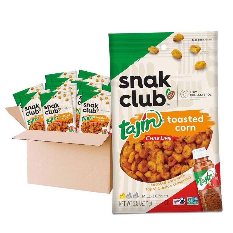 Snak Club Toasted Corn, Tajin Clásico Chili & Lime Flavor, Crunchy, Flavorful Lo