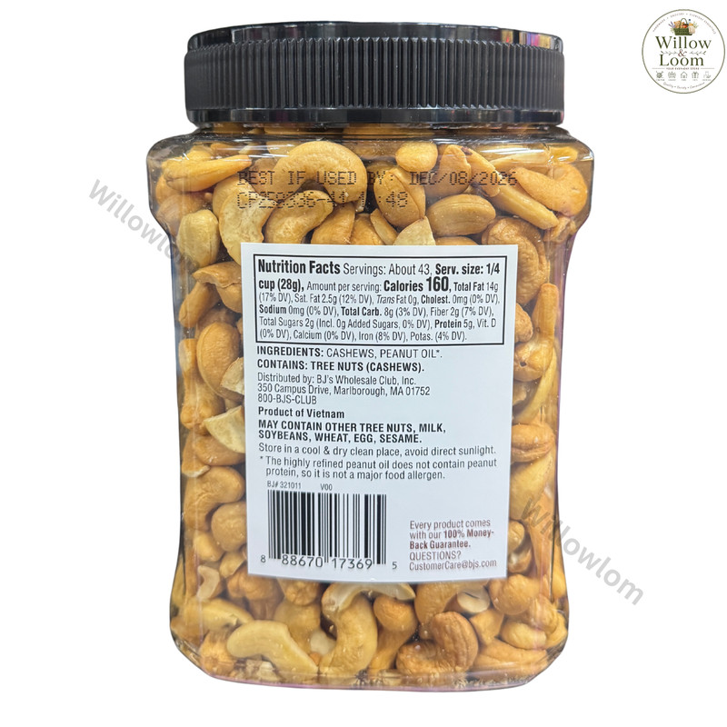 Wellsley Farms Whole Fancy Cashews Unsalted Roasted 42 oz 2.6 lb Jar Dec-08-2026 gallery