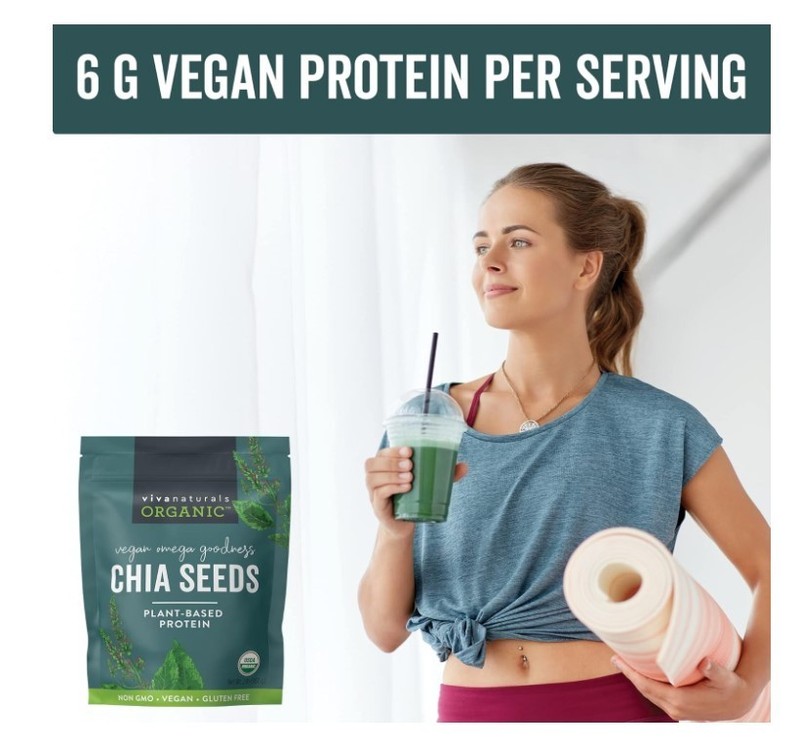 Viva Naturals chia seeds 2 lbs | omega3, protein | smoothies, salads gallery