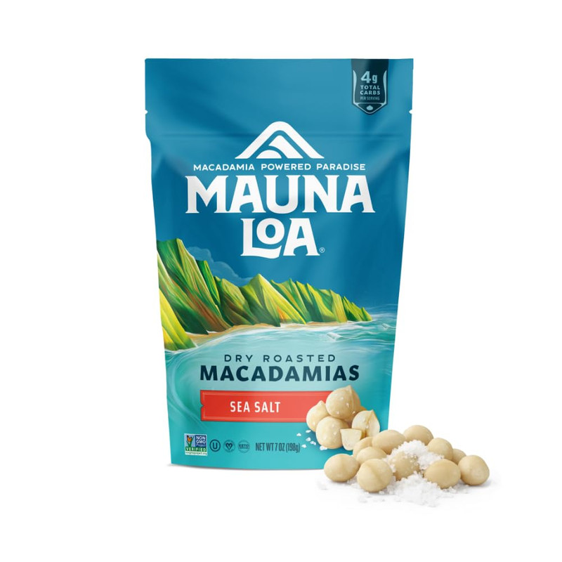 Mauna Loa Sea Salt Roasted Macadamia Nuts, 7 Oz Resealable Bag, Keto Friendly, G