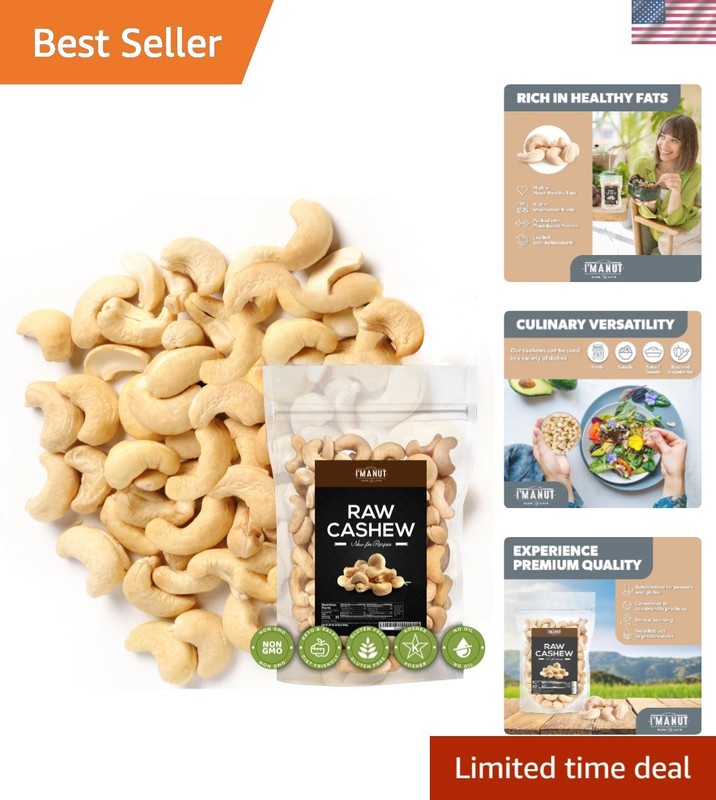 Raw Cashews 48oz – Non-GMO, Gluten-Free, Resealable Freshness