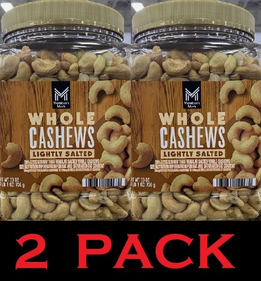 Member’s Mark WHOLE CASHEWS Lightly Salted 33 oz Tub – 2 PACK