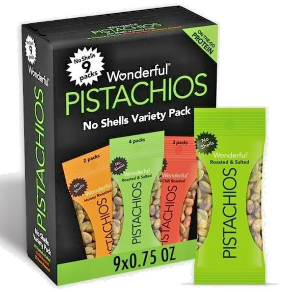 Wonderful Pistachios No Shells Variety Pack 9 Bags 0.75 oz Snack Pistachios
