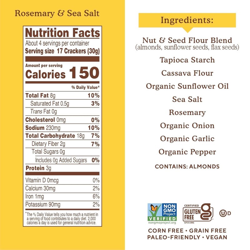 Almond Flour Crackers, Rosemary & Sea Salt - Gluten Free, , Healthy Snacks, 4... gallery