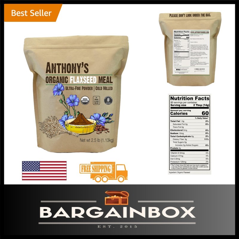 2.5 lb Gluten Free Organic Flaxseed Meal – Perfect for and Keto Recipes