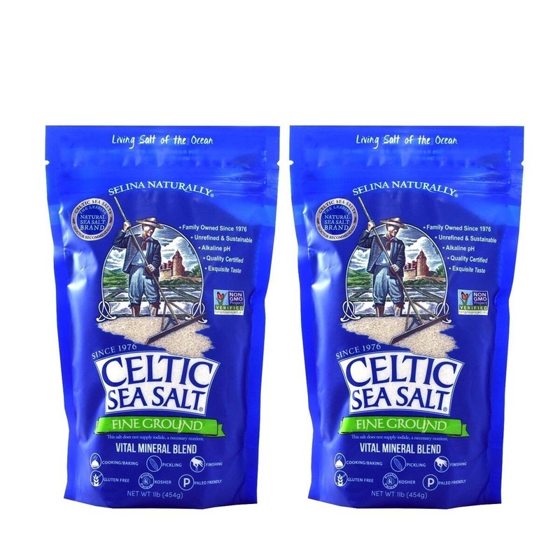 Celtic Sea Salt Fine Ground Resealable Bags 1 Pound 2 Count