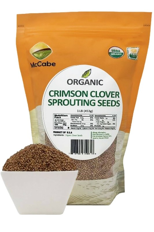 McCabe Organic Crimson Clover Sprouting Seeds, 1-pound, USDA Organic Certified